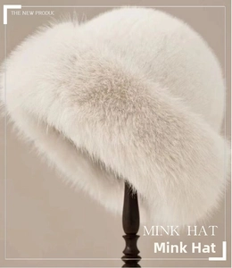Detailed view of the thick plush texture and soft faux mink fur on a winter Mongolian hat