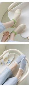 Detail of mesh cotton no-show socks with breathable texture and silicone anti-slip grip