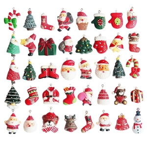 Resin Christmas Charms Pendants Mini Santa Claus Reindeer Snowman Tree For DIY Crafts Jewelry Making Holiday Ornaments