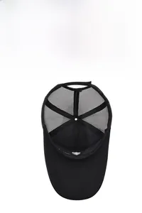 Detailed view of the breathable black mesh back and inner lining of the baseball cap
