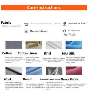 Detailed fabric care instructions and washing guide for pet clothing materials