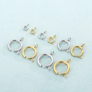 Stainless Steel Spring Ring Clasps Round Jewelry Connectors For DIY Necklace Bracelet Making Polished Metal Findings
