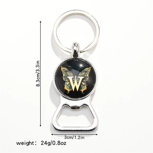Detailed size chart of the butterfly bottle opener keychain with dimensions 8.3cm by 3cm