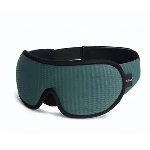 Detailed close-up of 3D sleep mask with breathable honeycomb mesh and ergonomic eye sockets