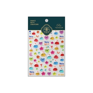 3D relief nail stickers set with colorful heart and star motifs for DIY manicure art