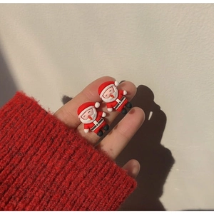 Cute Santa Claus resin stud earrings for Christmas holiday accessory on hand