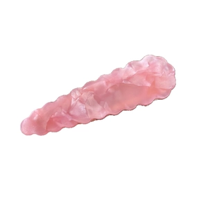 Minimalist pink marble acetate hair clip with hollow wavy geometric pattern for women
