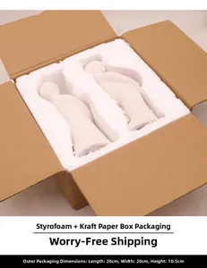 Abstract ceramic couple ornaments in protective foam molding and kraft paper box packaging