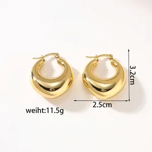 Detail of 18k gold plated teardrop earrings with dimensions 3.2cm x 2.5cm and weight