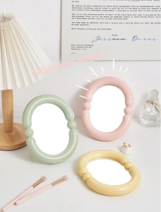 Adjustable candy color bubble frame desktop makeup mirrors in pink green and yellow