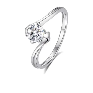 925 Sterling Silver Moissanite Ring For Women Geometric Lightning Design Open Adjustable D Color Zirconia Engagement Ring Fine Jewelry