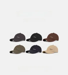 Collection of soft cotton baseball caps in six colors including charcoal and khaki