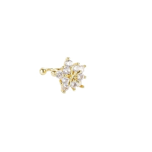 Ear cuff a stella dorato con cristalli di zircone scintillanti e design floreale