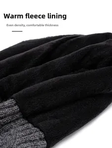 Detail of warm plush lining and dense knit texture on the thermal winter beanie hat