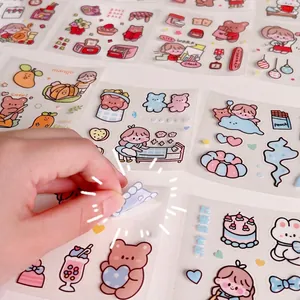 100-pack cute cartoon waterproof PET stickers for journaling featuring bears and sweets