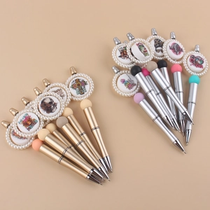 Creative beaded pens with gold and silver barrels featuring pearl charms and stylus tips