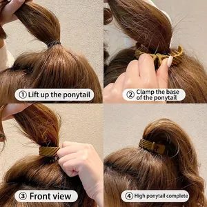 Brown textured high ponytail hair clip for secure grip and elegant hairstyling for women