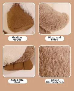 Detail shots showing soft long plush texture and premium stitching of the animal plush toy