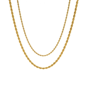 Classic 18K gold plated stainless steel rope chain necklaces set for elegant layering