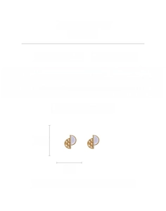 Detailed size specifications of 18K gold plated D-shape earrings with zircon and mop