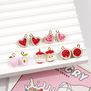 Pendentifs en alliage émaillé en forme de fruits mignons pour création de bijoux DIY