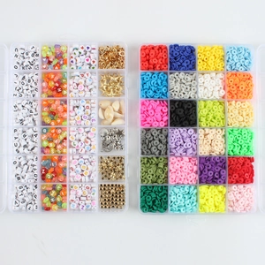 48-grid 6mm clay heishi beads and letter beads DIY jewelry making set for bracelets