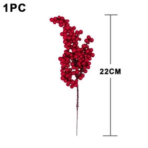 Detail of a 22cm artificial red berry branch for home New Year decoration, 1pc per pack