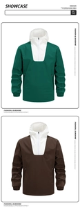 Dettaglio di giacche anorak bicolore antivento con mezza zip e design con cappuccio