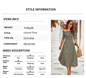 Größentabelle und Stilinfo für das schulterfreie Polyester A-Linien Sommerkleid mit Blumen