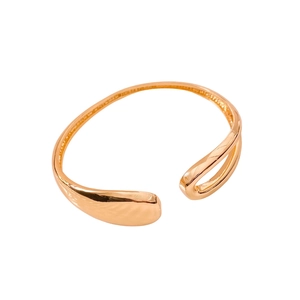 Minimalist 18K gold plated open bangle with a sleek rose gold finish and round ends