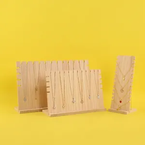 Solid Wood Necklace Display Stand Rack Multi Slot Detachable Jewelry Holder Organizer For Display