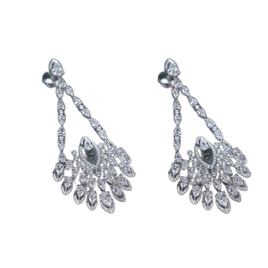 Elegant silver chandelier drop earrings with teardrop cubic zirconia for formal occasions