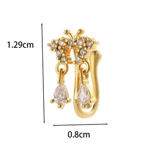 Tableau des tailles détaillé pour clip de nez papillon doré avec zircons brillants