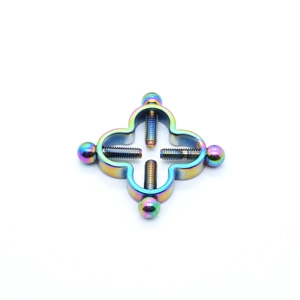 Detail of four-way adjustable rainbow stainless steel non-piercing nipple clamp
