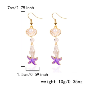 Detailed view of starfish earrings showing dimensions 7cm length and 1.5cm width