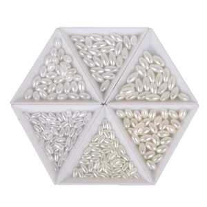 Oval ABS imitation pearl beads for DIY jewelry making in white display trays