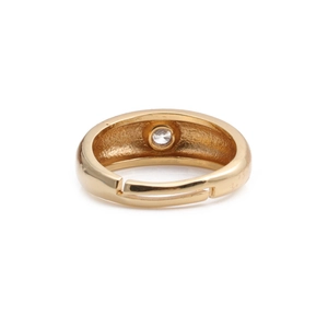 Minimalist gold adjustable ring with central round cubic zirconia stone setting