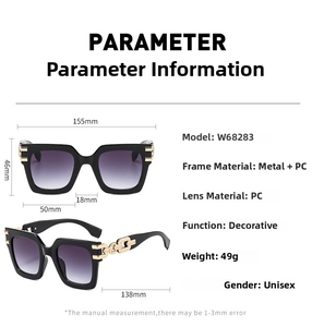 Macro detail of square sunglasses featuring golden metal chain link temples and purple lenses