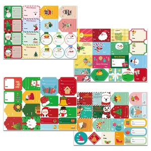 Christmas Gift Label Stickers Adhesive To From Paper Tags For Holiday Packaging Festive Santa Snowman Patterns