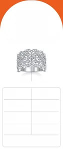 Macro detail of S925 silver lace ring with 18K white gold plating and sparkling zircons