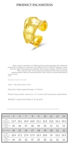 Detailed size chart for S925 sterling silver irregular ring with inner diameter measurements