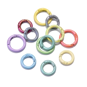 Colorful round spring gate rings in macaron shades for DIY jewelry making accessories