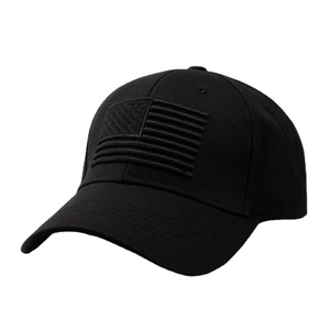 Cappellino da baseball nero classico con ricamo dettagliato della bandiera americana, sport