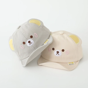 Niedliche Baby-Baseballkappen mit Bärengesicht, 3D-Ohren und Stickerei in Grau und Weiß