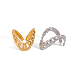Adjustable stainless steel chain ring available in gold and silver polished finishes