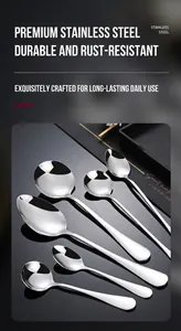 Macro shot of 304 stainless steel spoons with a polished mirror finish and shiny metal texture