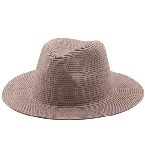 Brown woven straw fedora hat with a classic pinched crown and sturdy brim for sun protection