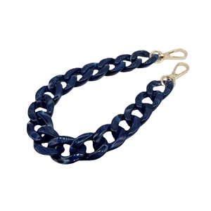 Dark blue marble acrylic chain with gold metal spring hooks for bags and glasses
