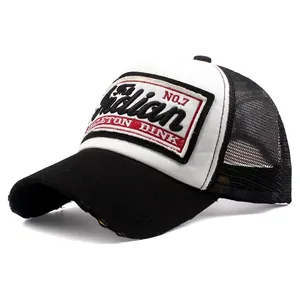 American Retro Distressed Trucker Hat For Men Women Embroidery Mesh Baseball Cap Adjustable Sun Protection Camouflage Headwear