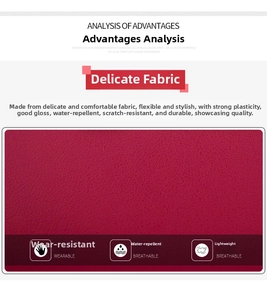 Macro detail of red textured fabric showing water-repellent and wear-resistant features